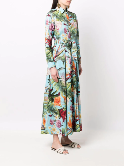 Shop Philipp Plein Floral-print Shirt Maxi Dress In Grün