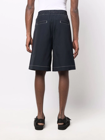 Shop Sunnei Dark Wash Elastic-waist Shorts In Blau