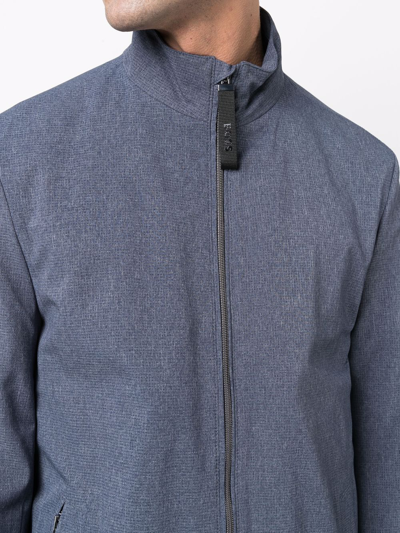 Shop Hugo Boss Micro-pattern Performance-stretch Packable Coat In Blau