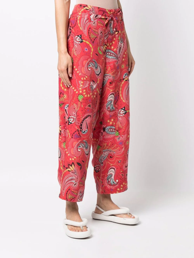 Shop Etro Paisley Print High-waist Trousers In Rot