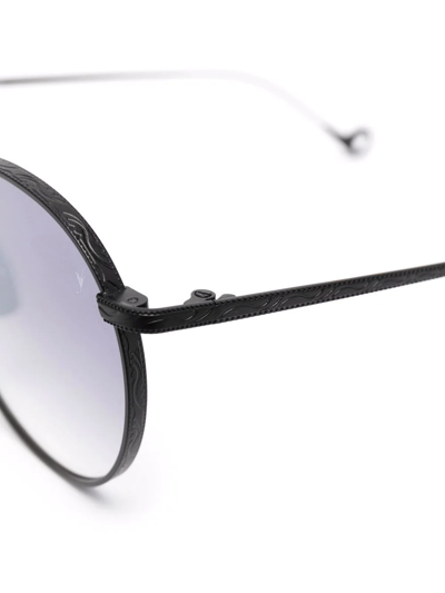 Shop Eyepetizer Jockey Round-frame Sunglasses In Schwarz