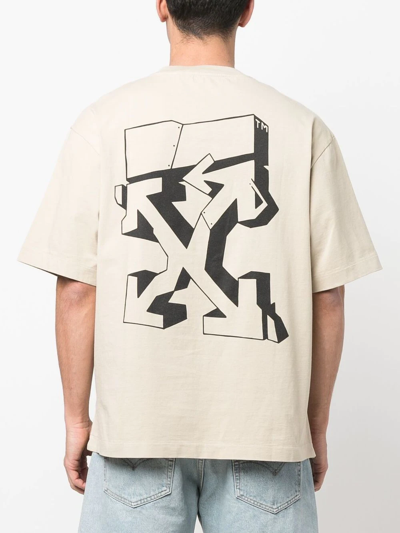 Shop Off-white Arrows Logo Cotton T-shirt In Nude