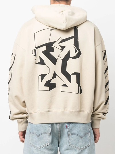 Shop Off-white Arrows Logo Cotton Hoodie In Nude
