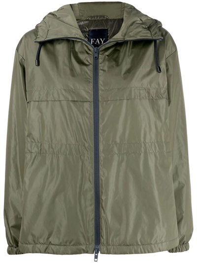 Shop Fay Zip-up Hooded Jacket In Green