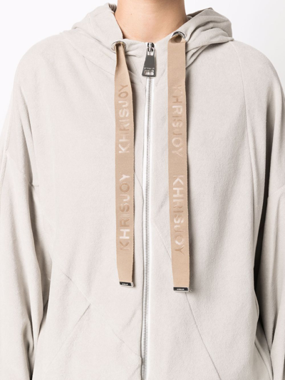 Shop Khrisjoy Logo-tape Zip-up Hoodie In Grey