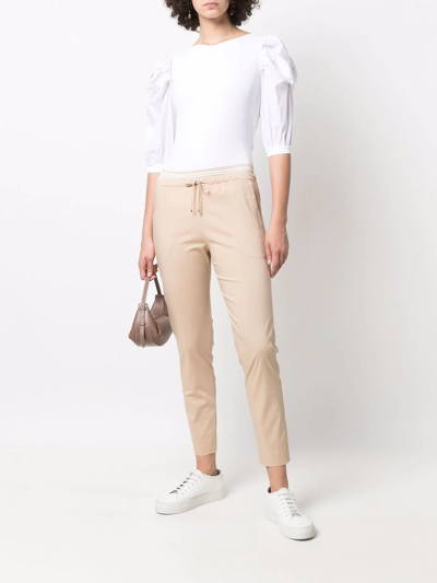 Shop D-exterior Layered Waistband Tapered Trousers In Nude