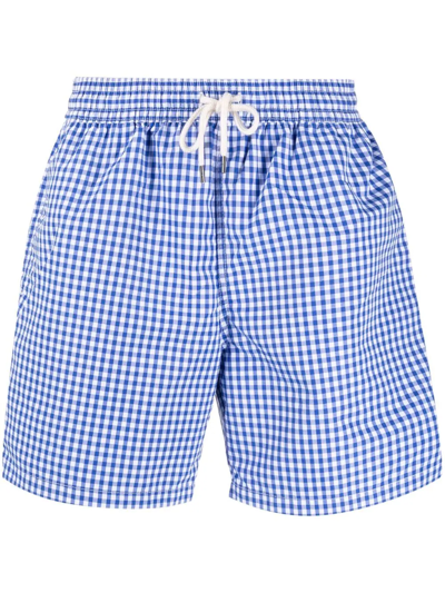 Shop Ralph Lauren Gingham Swim Shorts In Blau