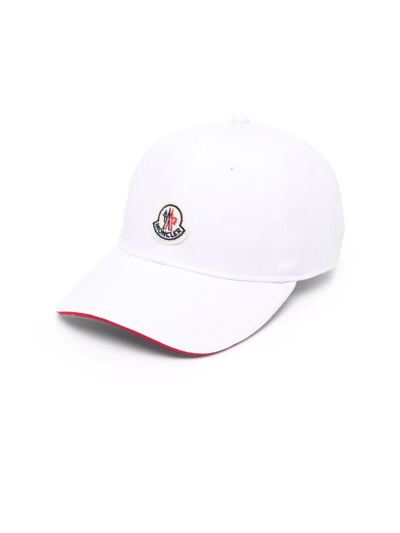 Shop Moncler Logo-patch Cotton Cap In Weiss
