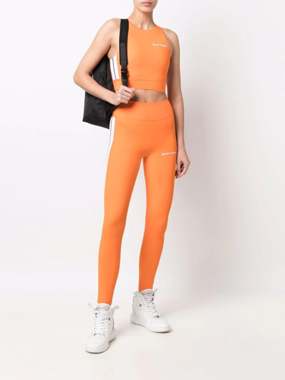 Shop Palm Angels High-waisted Track Leggings In Orange