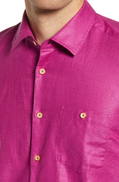 Shop Ted Baker Civiche Linen & Cotton Button-up Shirt In Dp-purple