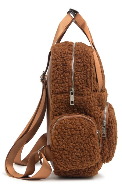 Shop Madden Girl Faux Shearling Backpack In Brown