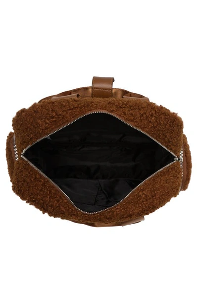 Shop Madden Girl Faux Shearling Backpack In Brown