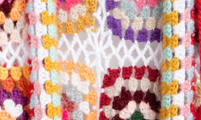 Shop Saachi Granny Hooded Square Crochet Ruana In White Combo