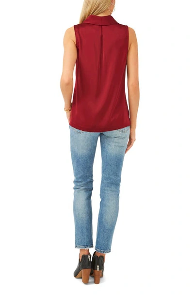 Shop Vince Camuto Cowl Neck Satin Sleeveless Top In Earth Red