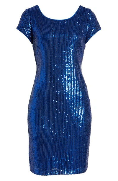Shop Connected Apparel Sequin Dress In Cobalt