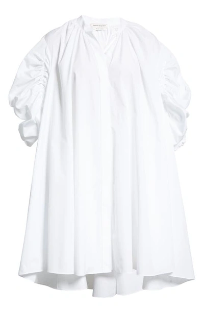 Shop Alexander Mcqueen Daybreak Cloud Cotton Button-up Dress In Opticalwhite