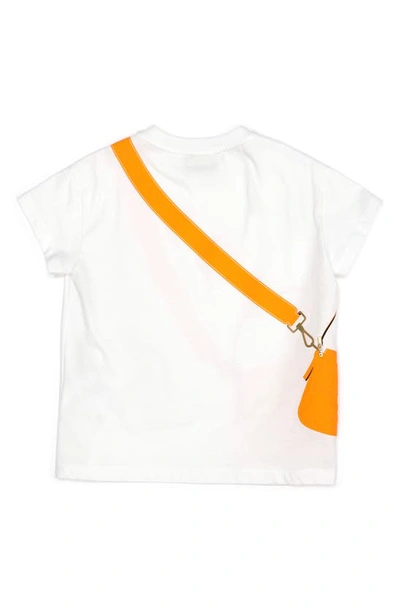 Shop Fendi Kids' Trompe L'oeil Bag Graphic Tee In F1fx0 Orange