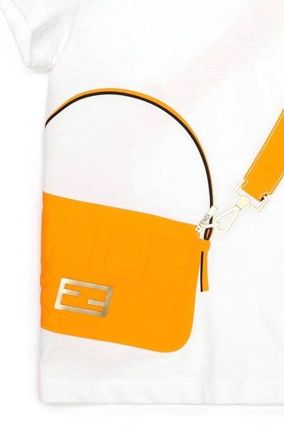 Shop Fendi Kids' Trompe L'oeil Bag Graphic Tee In F1fx0 Orange