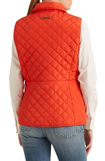 Shop Lauren Ralph Lauren Quilted Vest In Orange