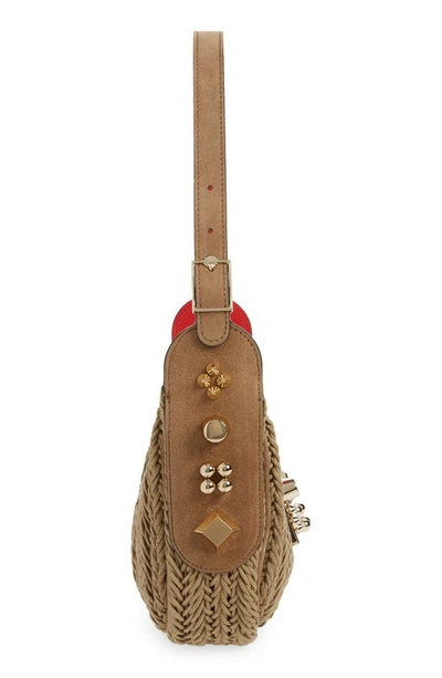 Shop Christian Louboutin Mini Carasky Tressage Woven Shoulder Bag In Crumble/ Crumble/ Gold