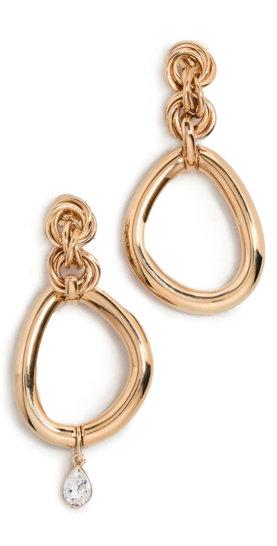 Shop Jw Anderson Oversized Chain Link Earrings With Crystal In Gold