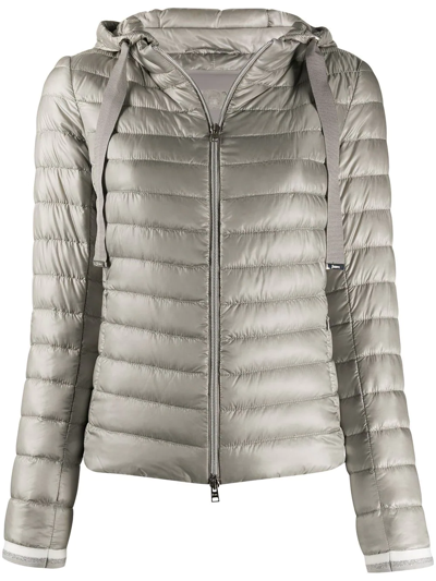 Shop Herno Hooded Quilted-down Jacket In Grey