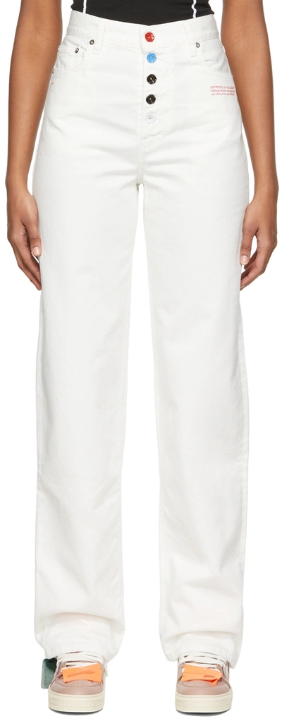 Off-white White Flower Butt Skate Jeans In White Red | ModeSens