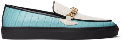 Shop Human Recreational Services Off-white & Blue El Dorado Loafers In White/black/lt Blue