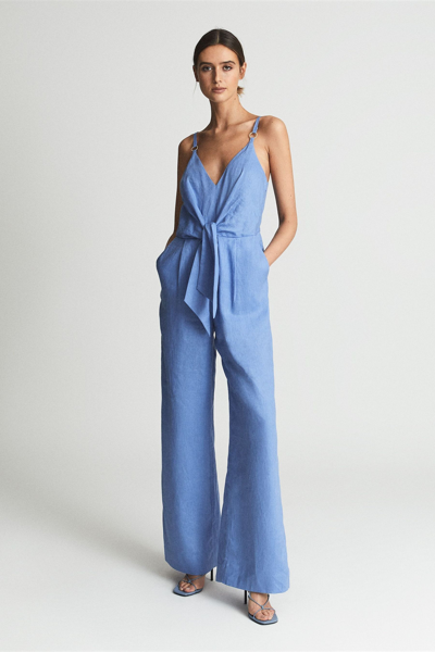 Reiss Ana Kay Linen Jumpsuit In Blue | ModeSens