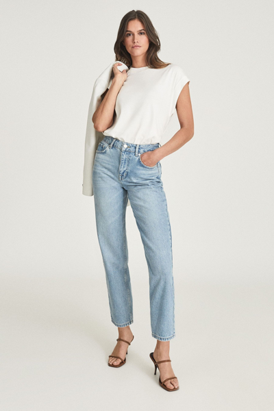 Shop Reiss Elle - Pale Blue High Rise Straight Leg Jeans, 32r