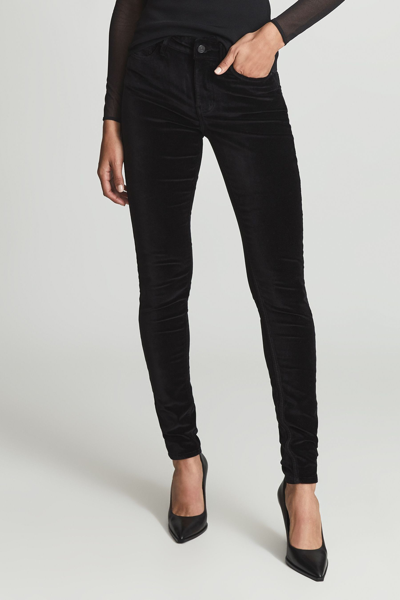 Shop Reiss Velvet - Lux Velvet Velvet Skinny Fit Jeans, 29s In Black