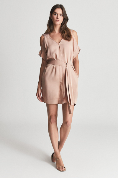 Shop Reiss Ruby - Blush Cold Shoulder Mini Dress, Us 10