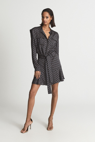 Shop Reiss Kerry - Navy Geometric Print Flippy Dress, Us 8