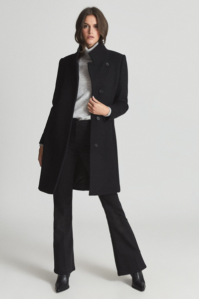 Shop Reiss Marcie - Black Wool Blend Mid Length Coat, Us 4