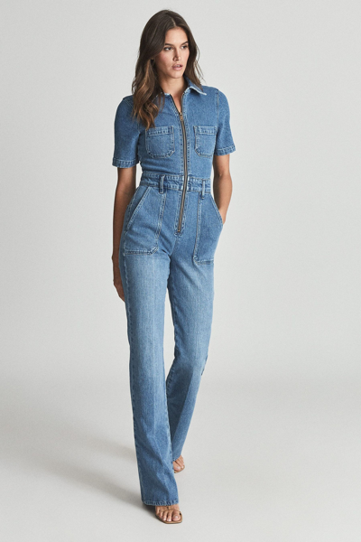 Reiss Danie Denim Jumpsuit In Blue | ModeSens