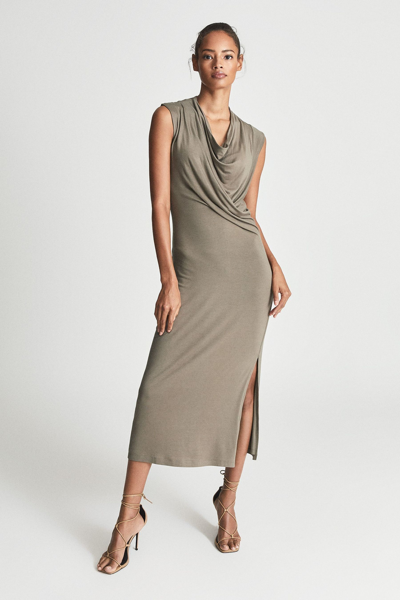 Shop Reiss Leanne - Camel Fine Jersey Midi Dress, Uk X-small