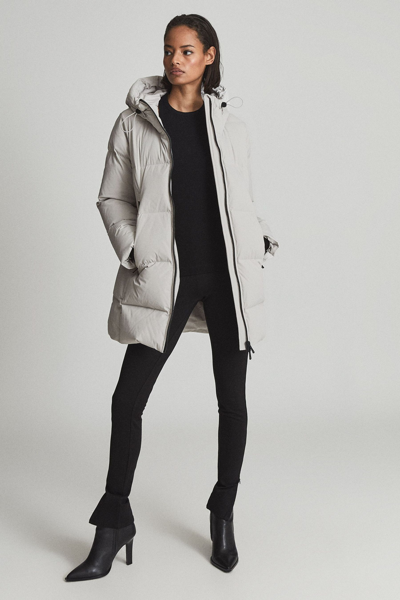 Reiss Astrid Mid Length Puffer Jacket In Neutral | ModeSens