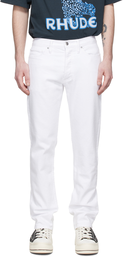 Shop Rhude White Classic Fit Jeans