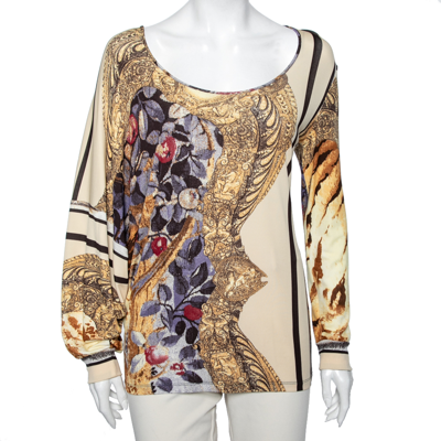 Pre-owned Class By Roberto Cavalli Multicolor Printed Jersey Top M