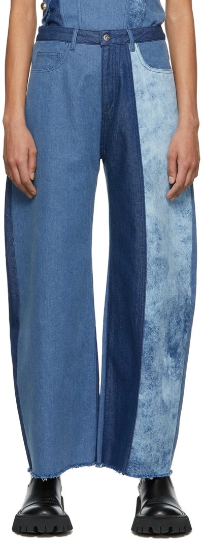 Shop Marques' Almeida Blue Wide Jeans