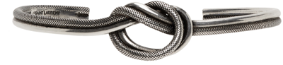 Shop Saint Laurent Silver Knot Cuff Bracelet In 8142 Argent Oxide