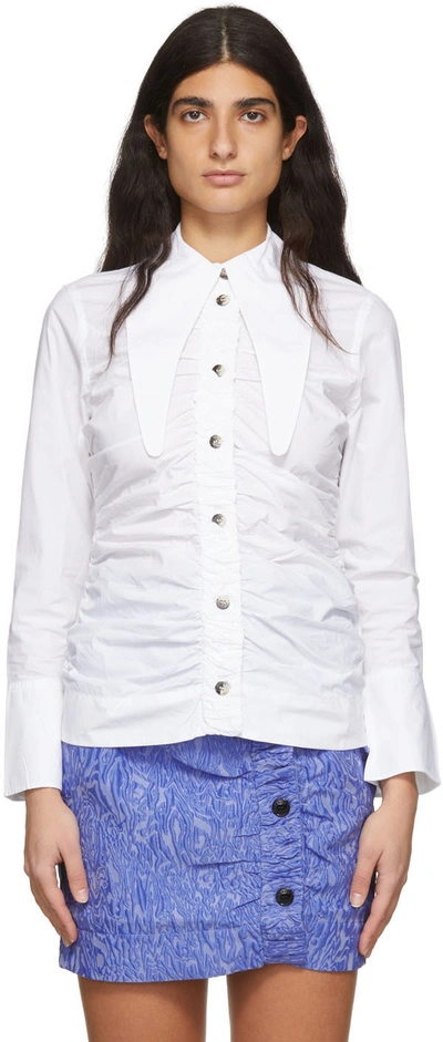 Shop Ganni White Organic Cotton Shirt In 151 Bright White