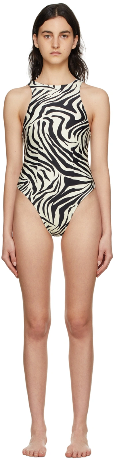 Shop Haight White Twy One-piece Swimsuit In Bw Zebra