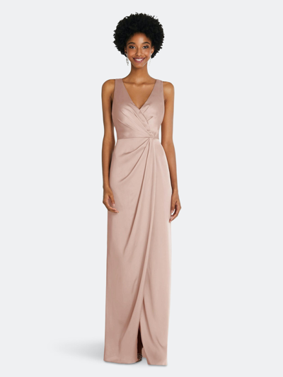 Shop After Six Faux Wrap Whisper Satin Maxi Dress With Draped Tulip Skirt In Grey