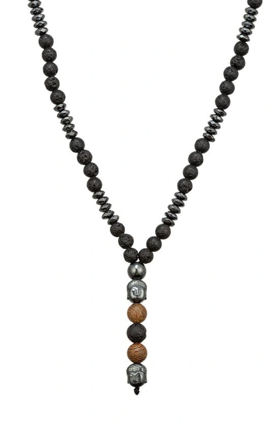 Shop Eye Candy Los Angeles Agate Buddha Beaded Y-necklace In Black