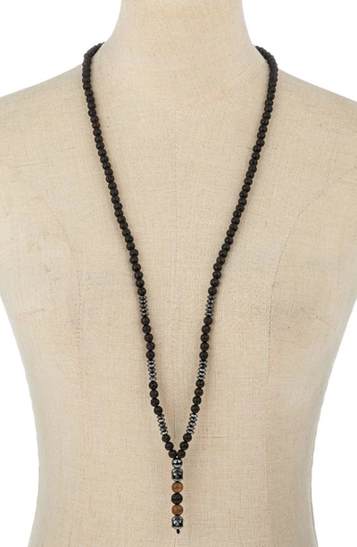 Shop Eye Candy Los Angeles Agate Buddha Beaded Y-necklace In Black