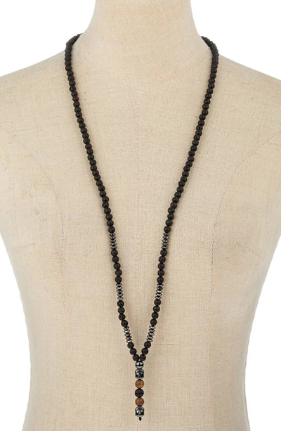 Eye Candy Los Angeles Agate Buddha Beaded Y-necklace In Black