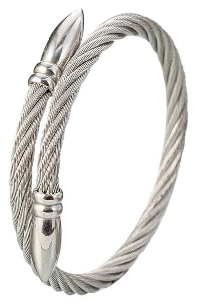 Shop Eye Candy Los Angeles Titanium Double Spike Twisted Cable Bracelet In Silver