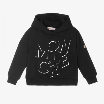 Shop Moncler Girls Black Cotton Logo Hoodie