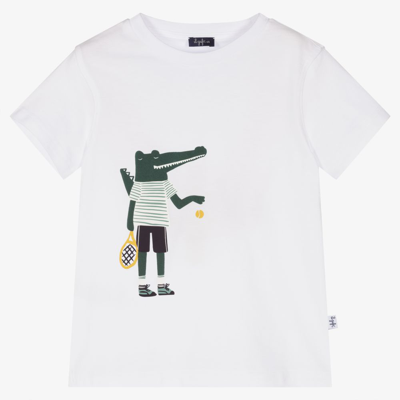 Shop Il Gufo Boys White Tennis Crocodile T-shirt